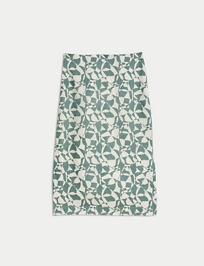Abstract Printed Linen Skirt Image 2 of 6