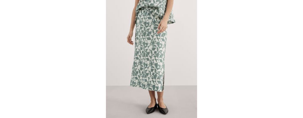 Abstract Printed Linen Skirt 4 of 6