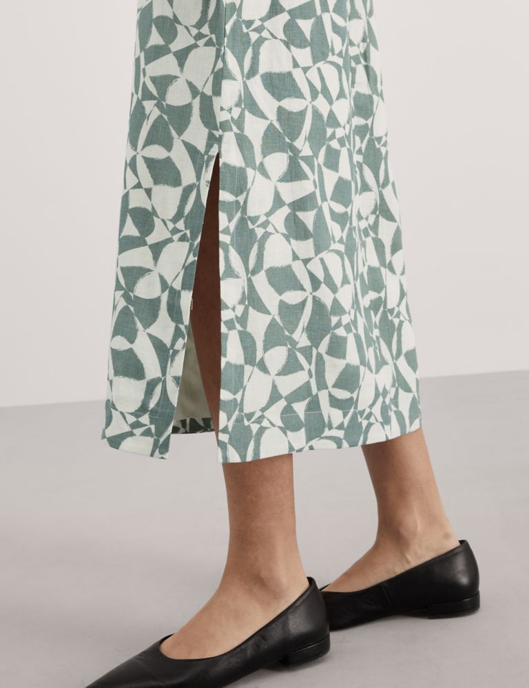 Abstract Printed Linen Skirt 5 of 6