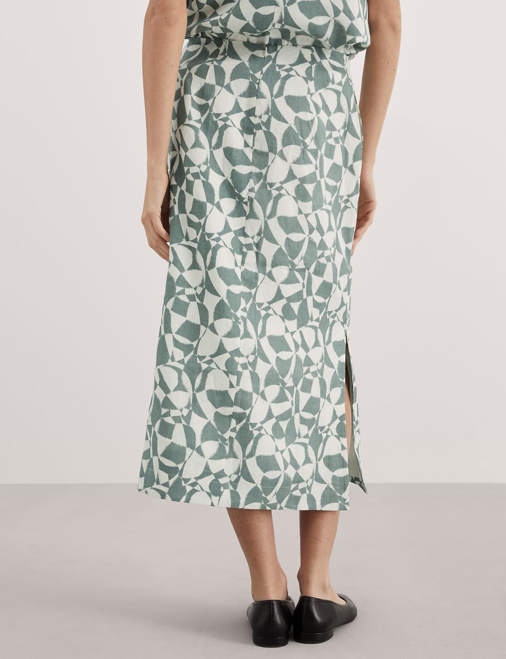 Abstract Printed Linen Skirt 6 of 6