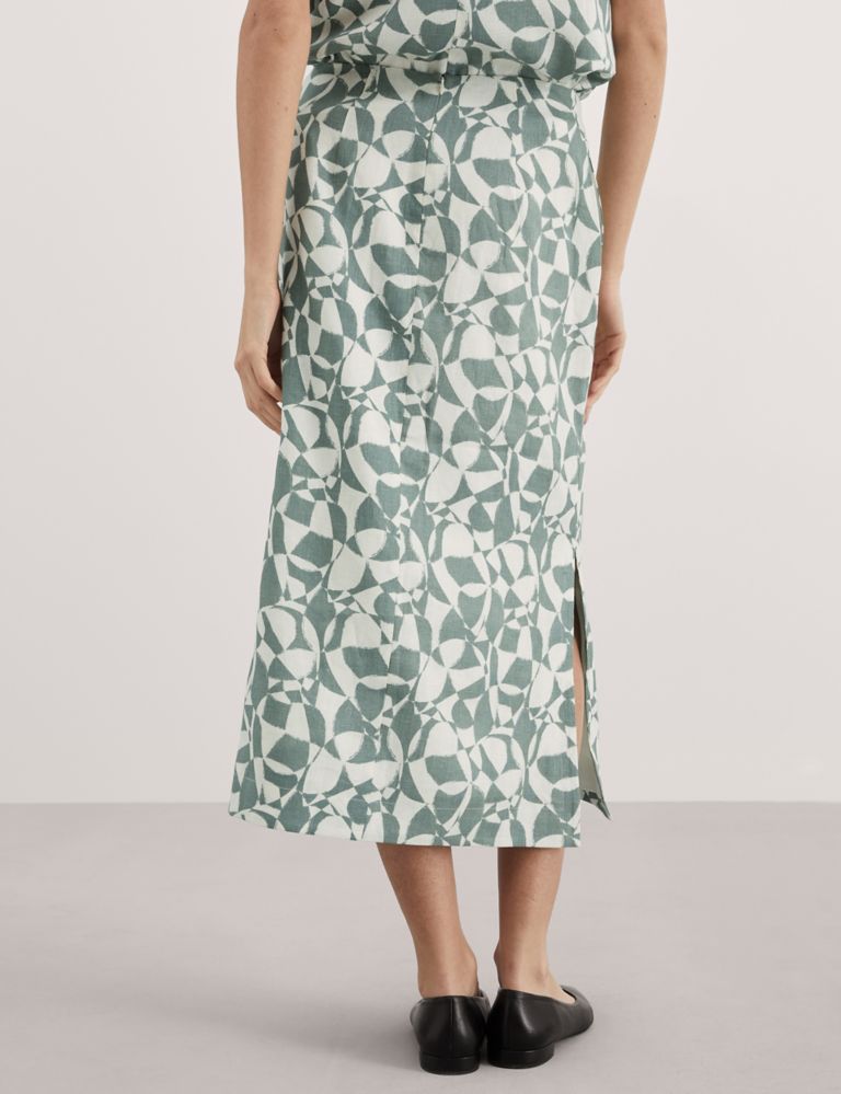 Abstract Printed Linen Skirt 6 of 6