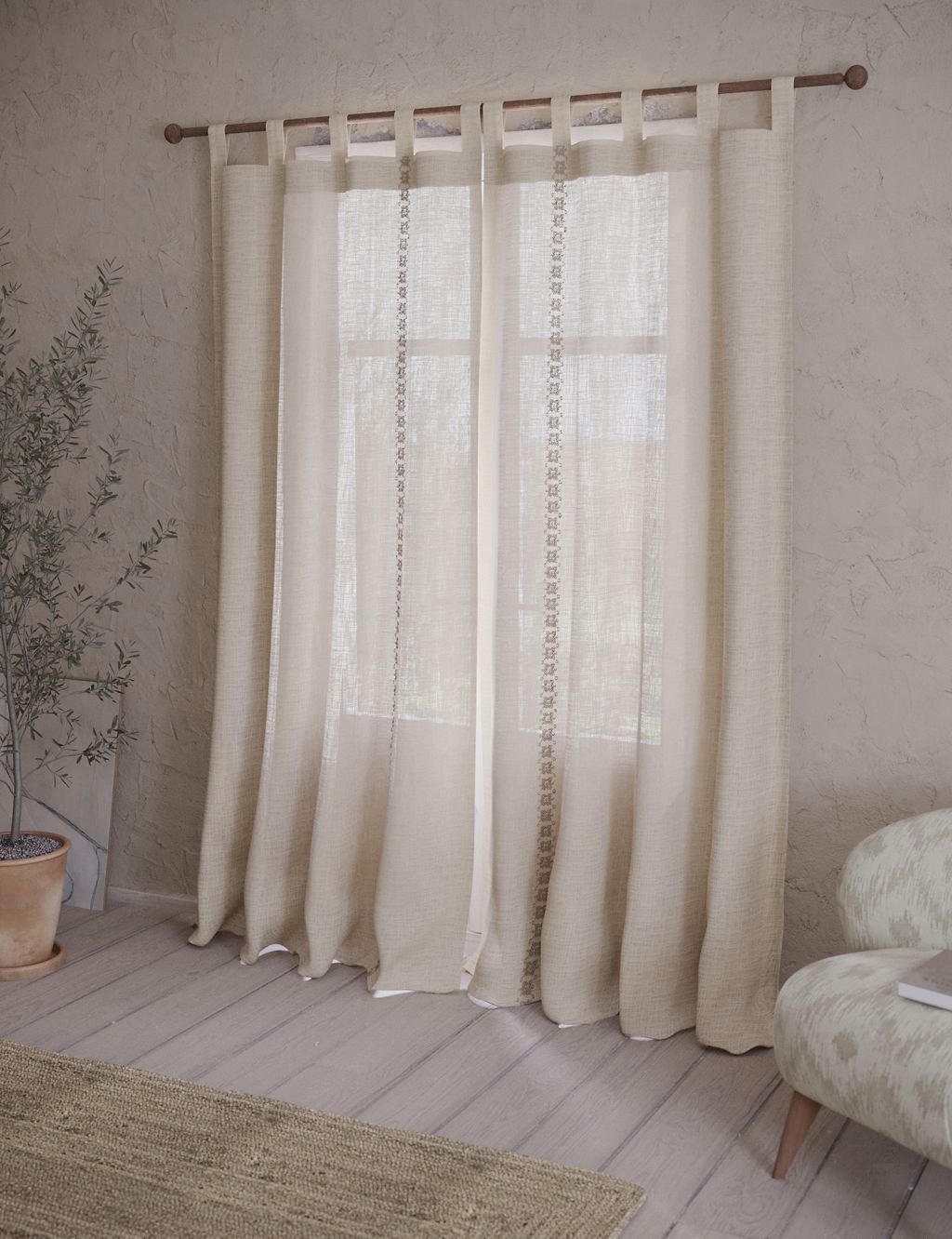 Acapulco Sheer Embroidered Tab Top Curtains 4 of 5