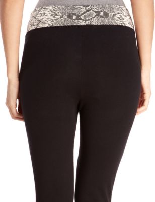 Active Performance Cotton Rich Faux Snakeskin Print Waist Cropped Trousers Image 2 of 4