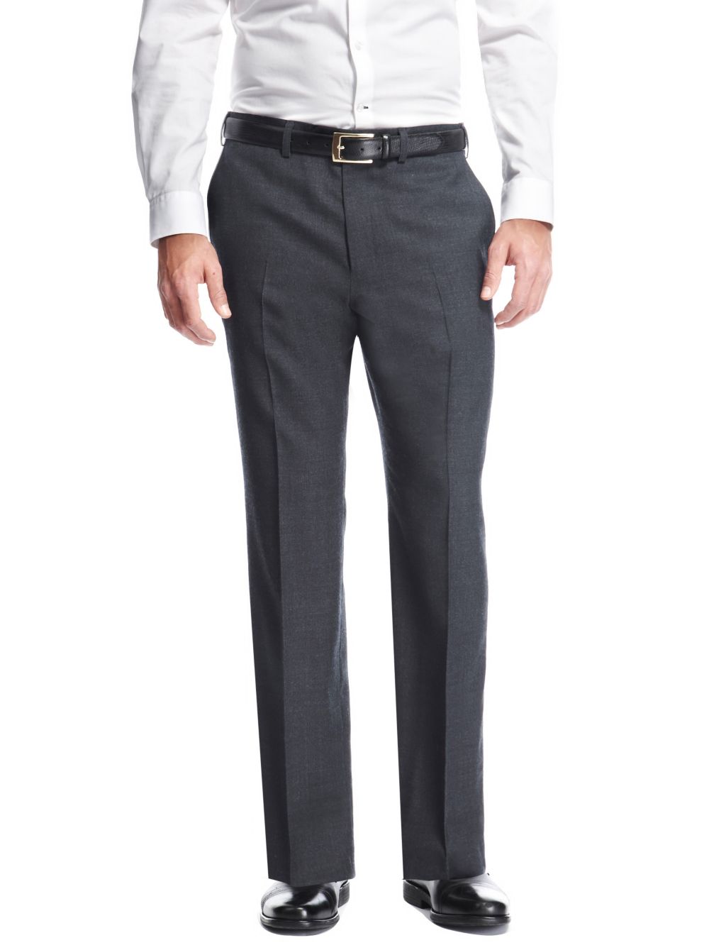 Active Waistband Flat Front Trousers with Wool 3 of 4