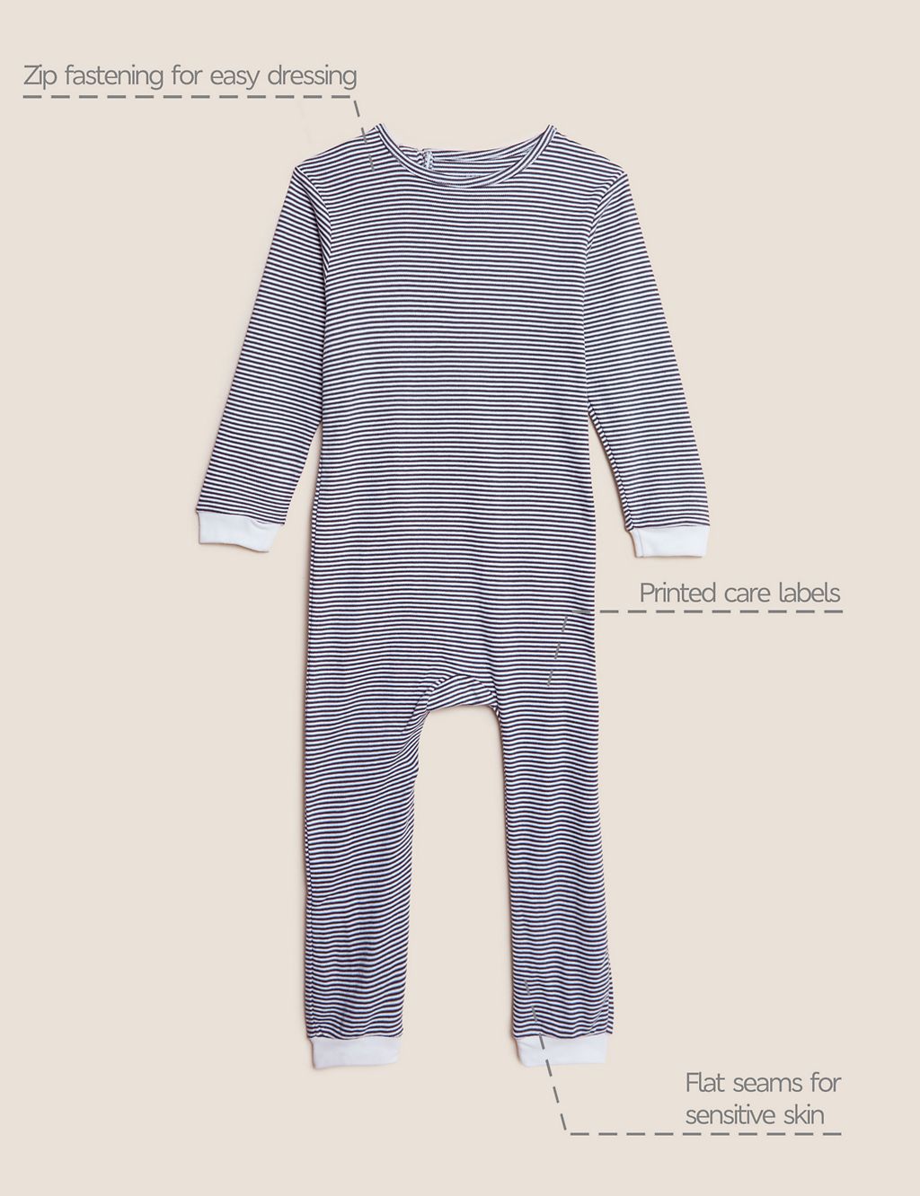 Adaptive Pure Cotton Striped Sleepsuit (3-16 Yrs) 1 of 4