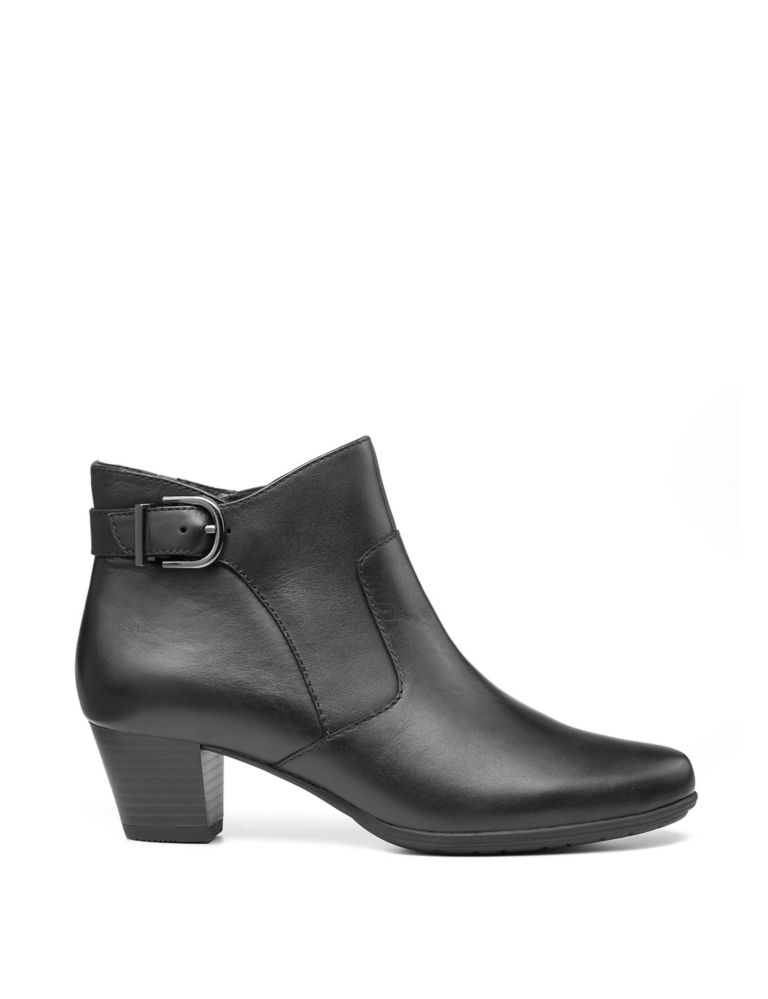 Wide Fit Leather Buckle Ruched Ankle Boots