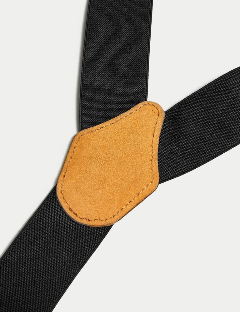 Brooks Brothers Braces Suspenders Silk Blue Color Black Fleece