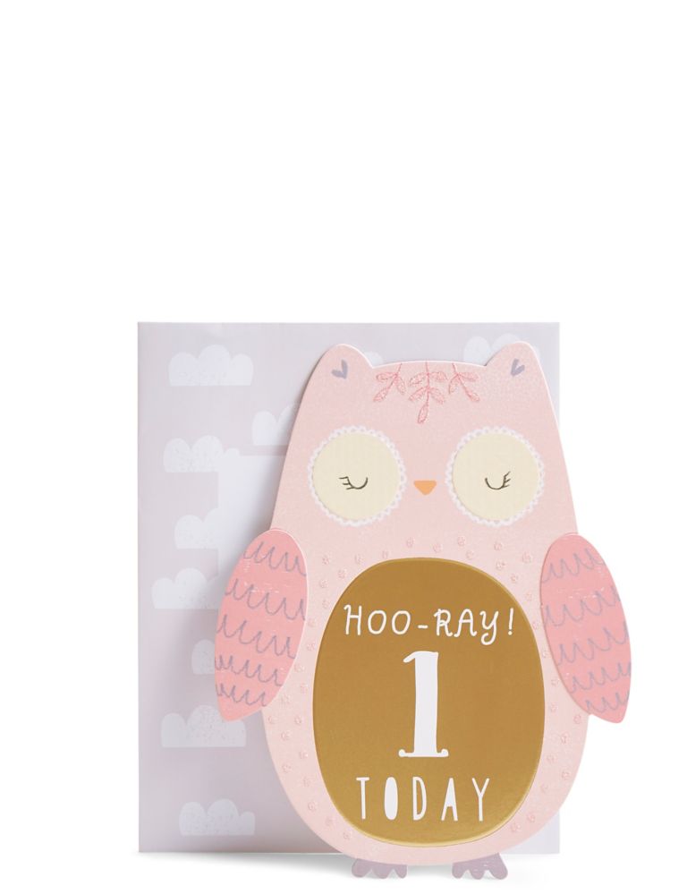 Age 1 Owl Birthday Card 1 of 4