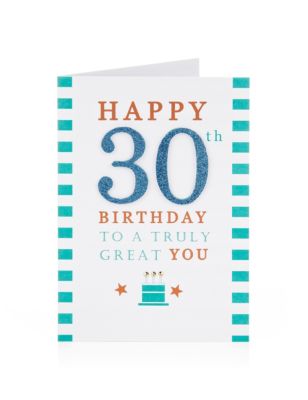 Age 30 Classic Text Birthday Card For Him | M&S