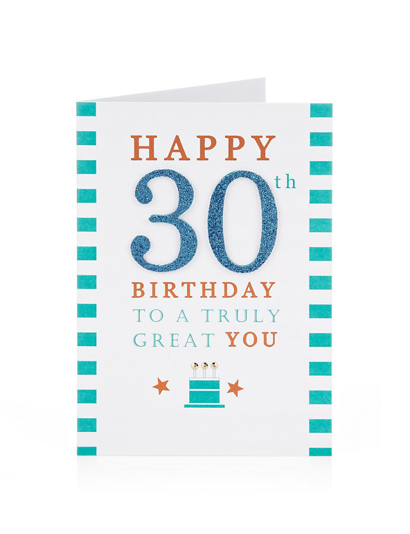 Age 30 Classic Text Birthday Card For Him Image 1 of 2