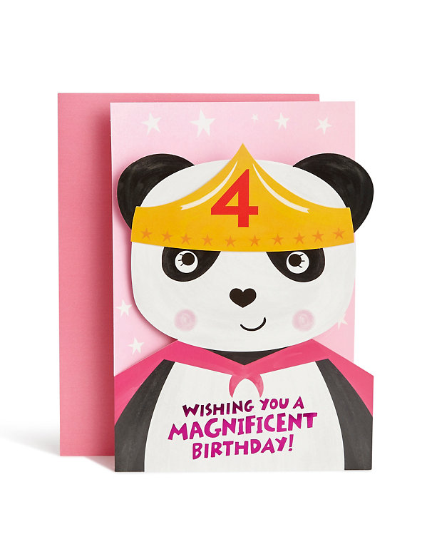 Age 4 Girl Panda Birthday Card Image 1 of 2