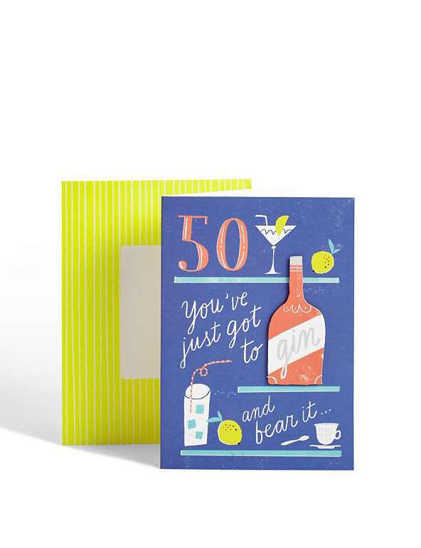 Age 50 Gin & Bear it Birthday Card Image 1 of 2