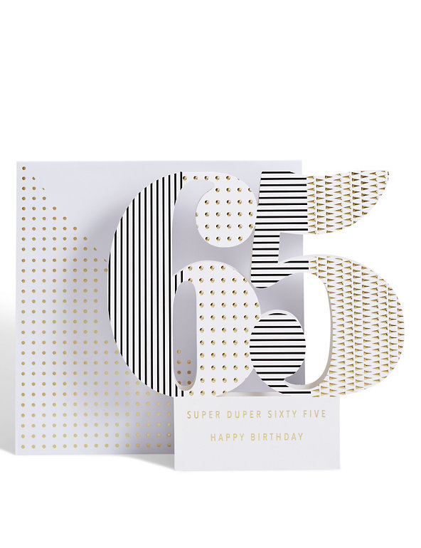 Age 65 3-D Pop up Birthday Card Image 1 of 2