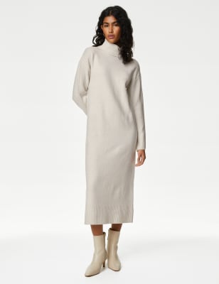 Midi knit sweater clearance dress