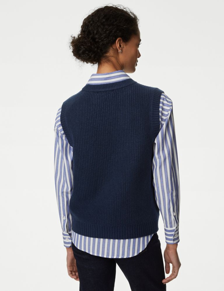 Air-Yarn Ribbed Crew Neck Knitted Vest 5 of 6
