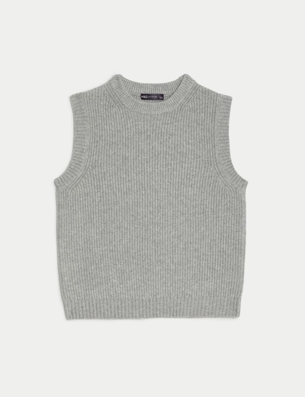 Air-Yarn Ribbed Crew Neck Knitted Vest 1 of 6