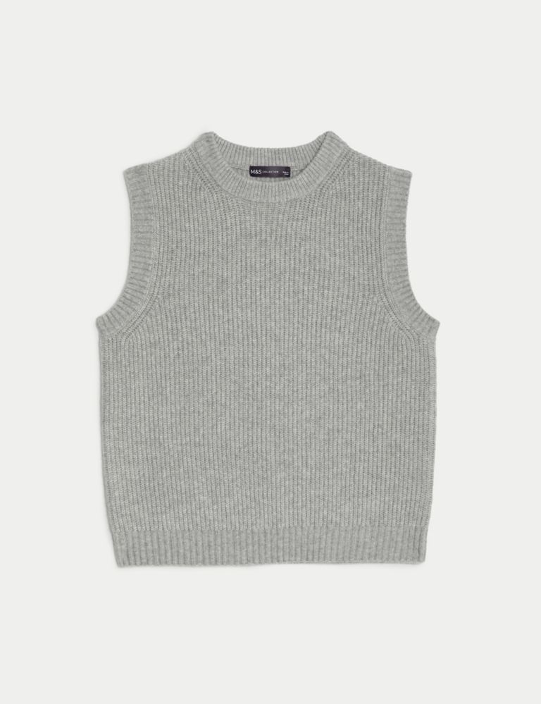 Air-Yarn Ribbed Crew Neck Knitted Vest 2 of 6