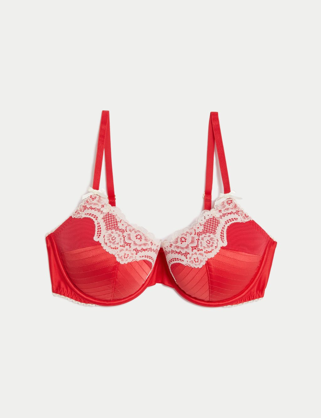 CHAINSTORE RED LACE UNDERWIRED MOULDED PUSH UP BALCONY BRA SIZE 34B CUP