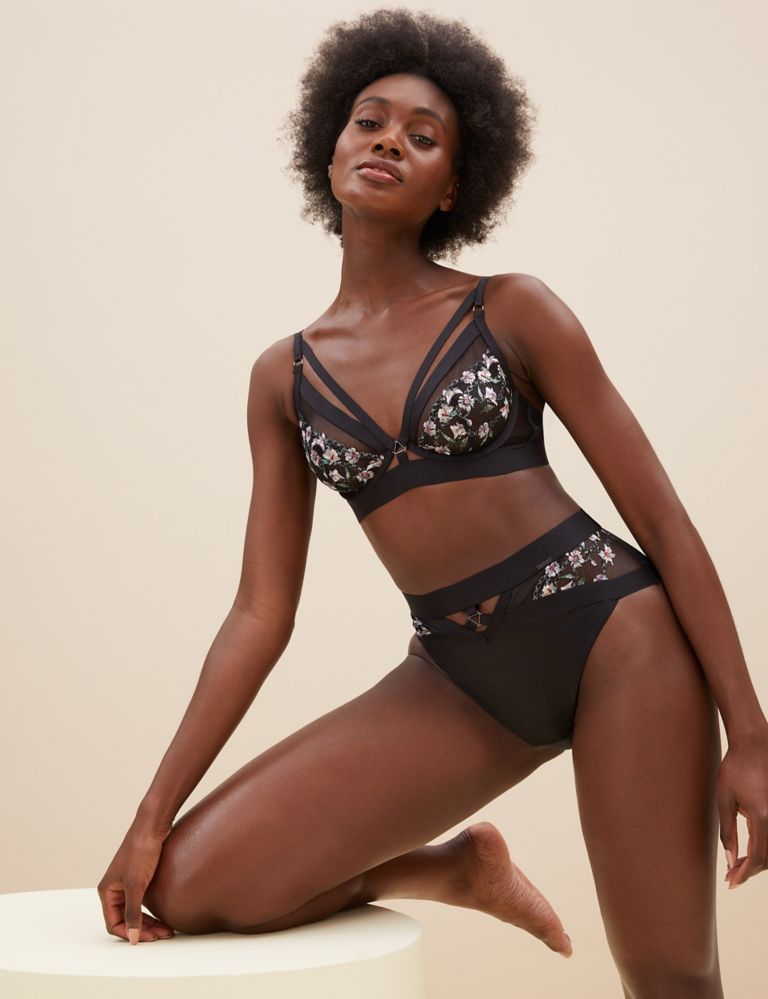 Buy online Black Embellished Plunge Bra from lingerie for Women by