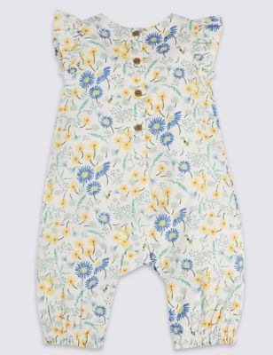 All Over Floral Print Pure Cotton Romper Image 2 of 3