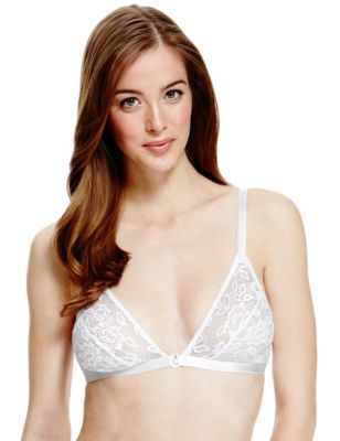 All-Over Lace Non-Padded Front Fastening Full Cup Bra A-D