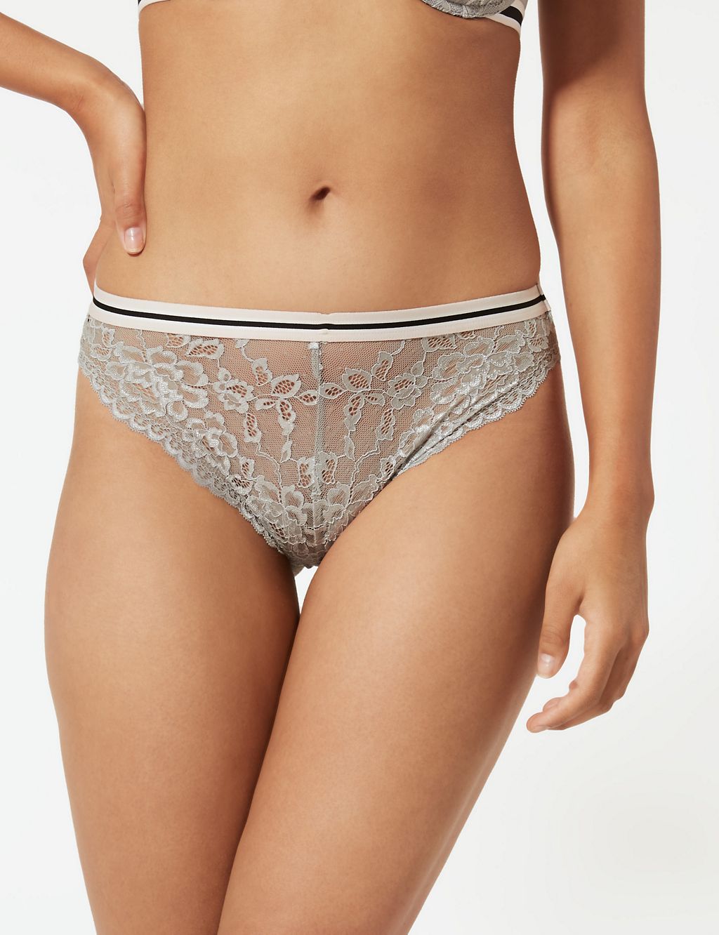 All Over Lace Sporty Trim High Leg Knickers 2 of 5