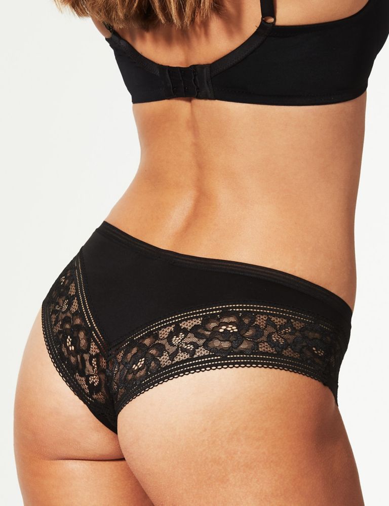 All Over Lace Sporty Trim Striped Brazilian Knickers 3 of 3