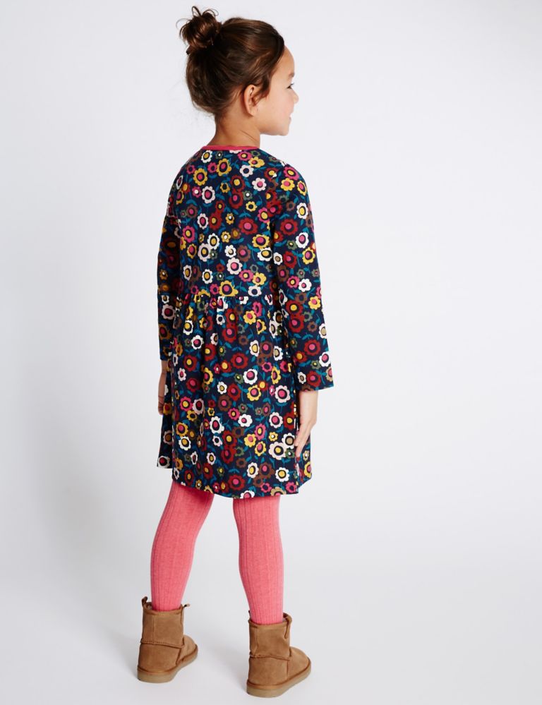 All Over Print Pure Cotton Long Sleeve Dress (1-7 Years) 3 of 5