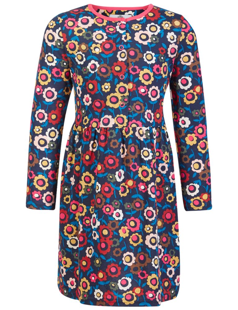 All Over Print Pure Cotton Long Sleeve Dress (1-7 Years) 4 of 5