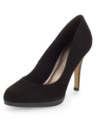 Black almond toe store court shoes