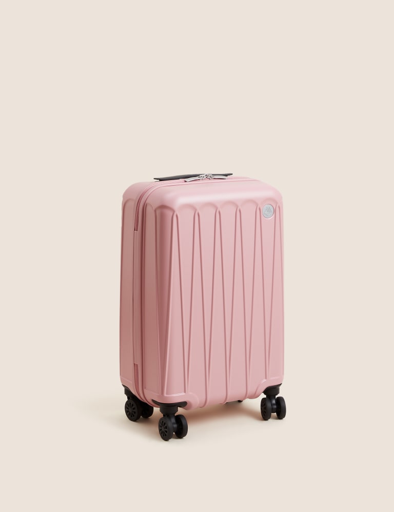 Pink plastic suitcase sales