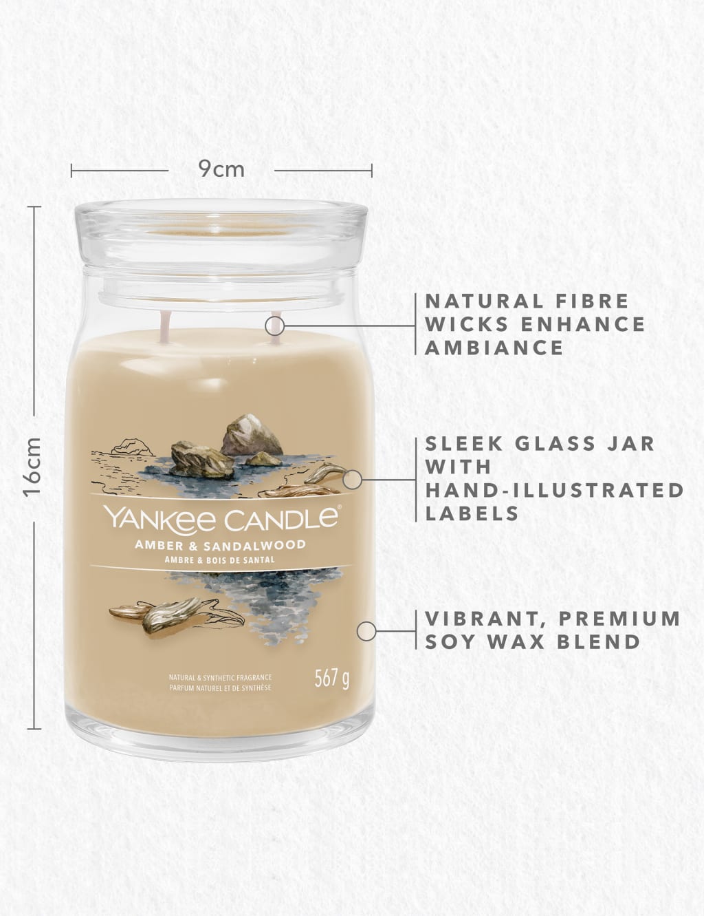 Amber & Sandalwood Signature Large Jar Scented Candle Yankee Candle M&S
