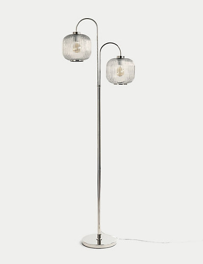 Amelia Ridged Floor Lamp M S, Silver Multi Light Floor Lamp Replacement Shades