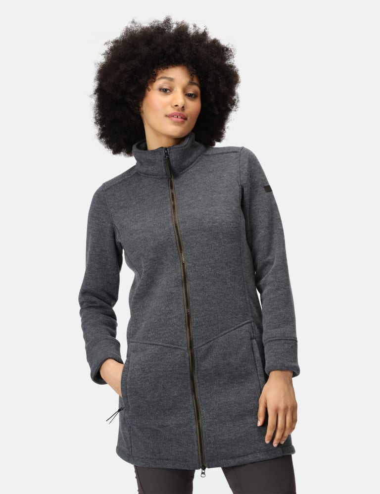 Longline fleece jacket women's top