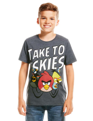 Angry Birds & Pigs Kids T-shirt. Shirt sleeve black - Depop