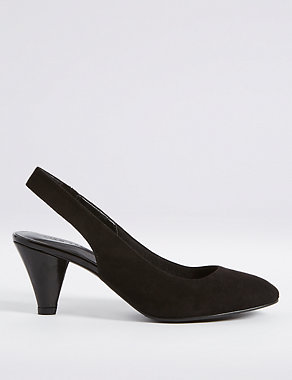 Angular Heel Elastic Slingback Court Shoes Image 2 of 6