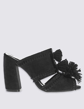 Angular Pom Pom Mule Sandals with Insolia® Image 2 of 6