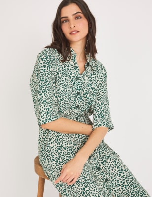 marks and spencer animal print shirt dress