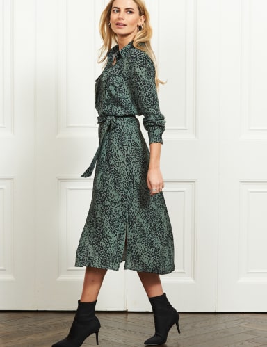 Animal Print Belted Mini Shirt Dress 1 of 4