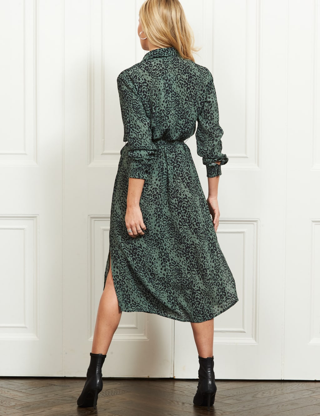 Animal Print Belted Mini Shirt Dress 2 of 4