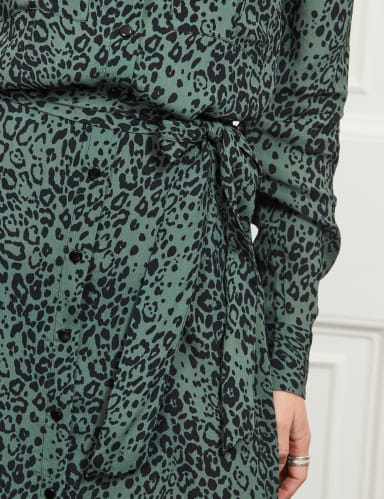 Animal Print Belted Mini Shirt Dress 4 of 4