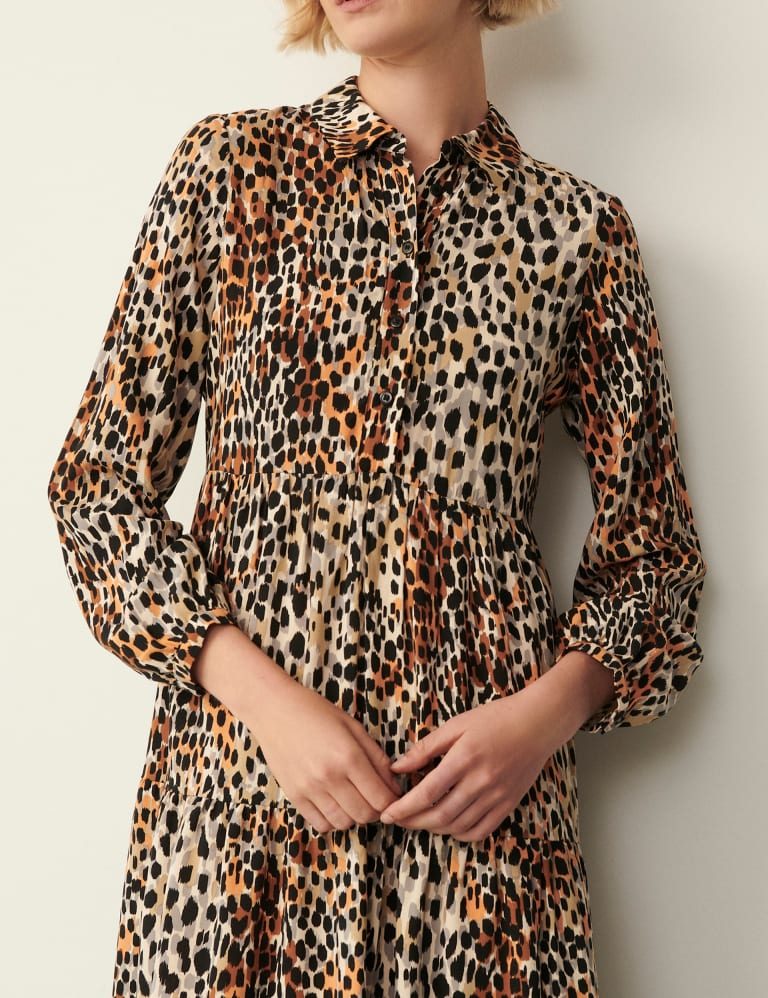 Leopard stripe button front midi dress sale