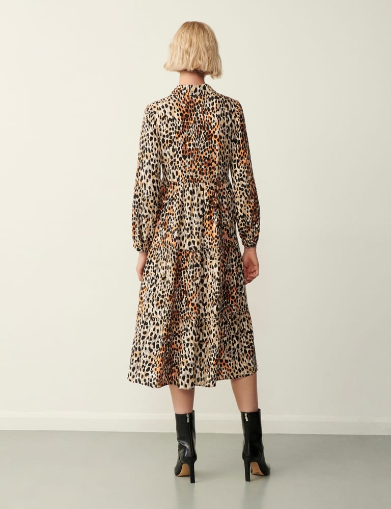 Leopard stripe button front midi dress on sale