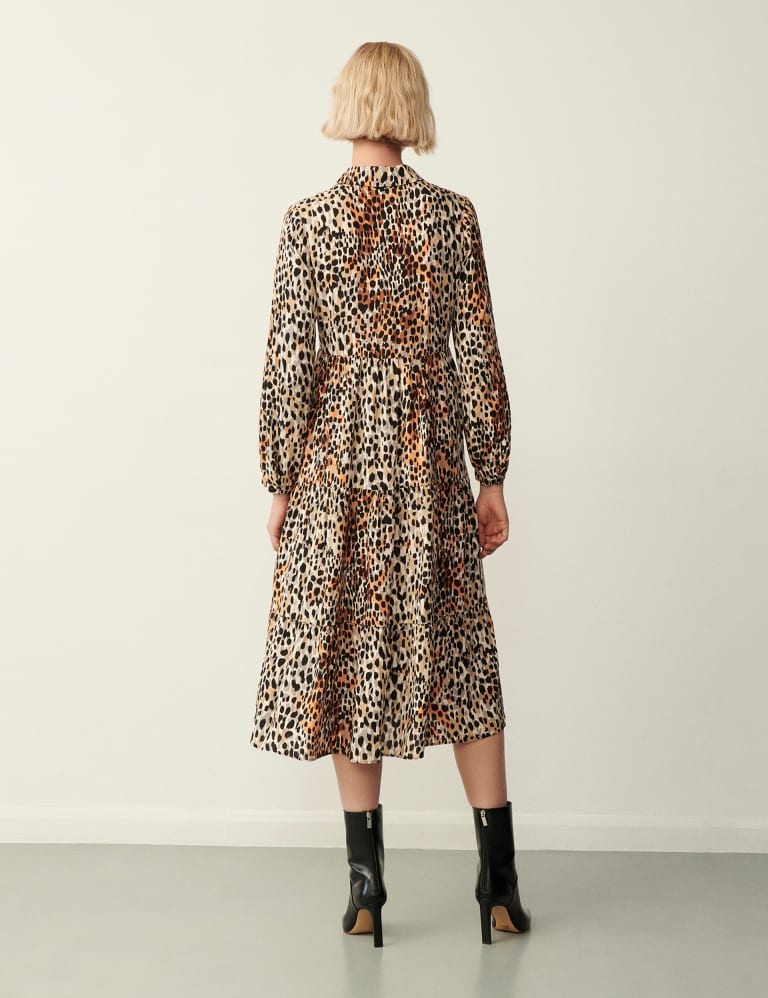 Animal Print Button Front Midi Tiered Dress 4 of 4