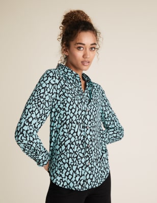 Animal Print Collared Long Sleeve Shirt – M&S COLLECTION