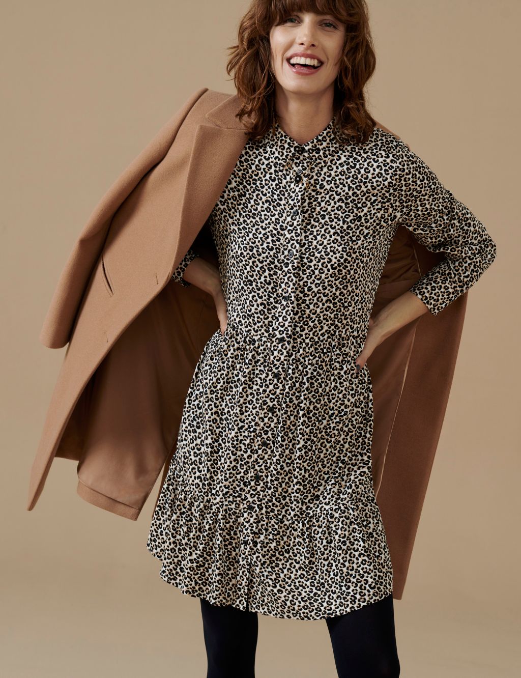 Animal Print Collared Shirt Dress | M&S Collection | M&S
