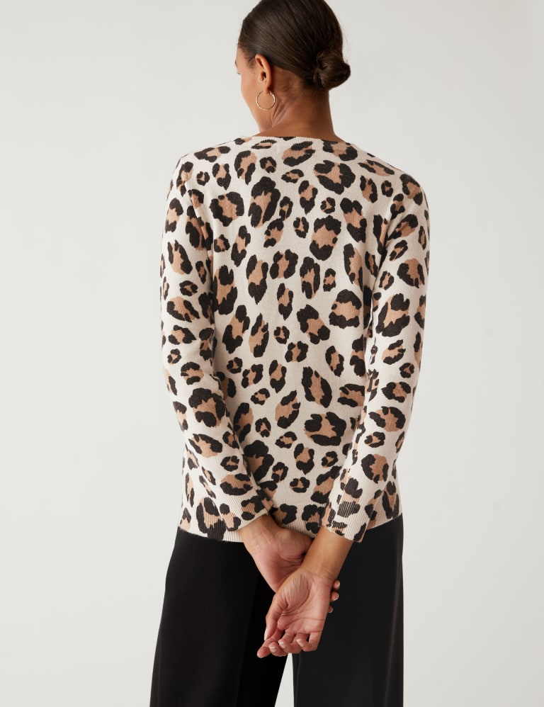 Animal print crew 2025 neck sweater