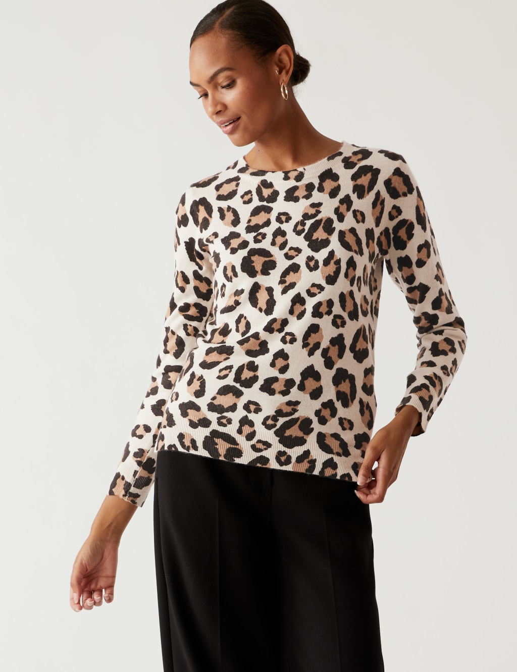 Marks and spencer pink leopard print jumper cheap