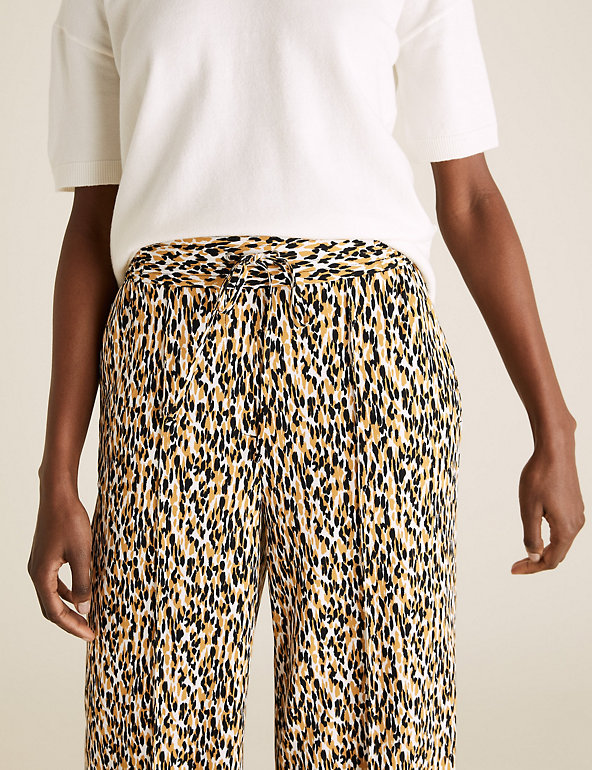 Animal Print Drawstring Wide Leg Trousers | M&S Collection | M&S