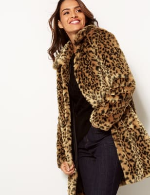 animal print faux fur coat